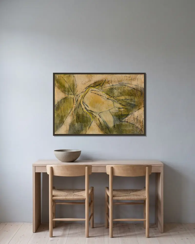 Magnolia Bud av Christian Rohlfs inramad på en vägg