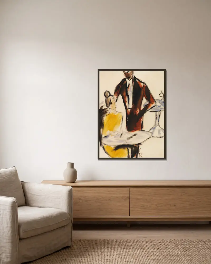 Paar (Szene im Café) von Christian Rohlfs gerahmt an einer Wand