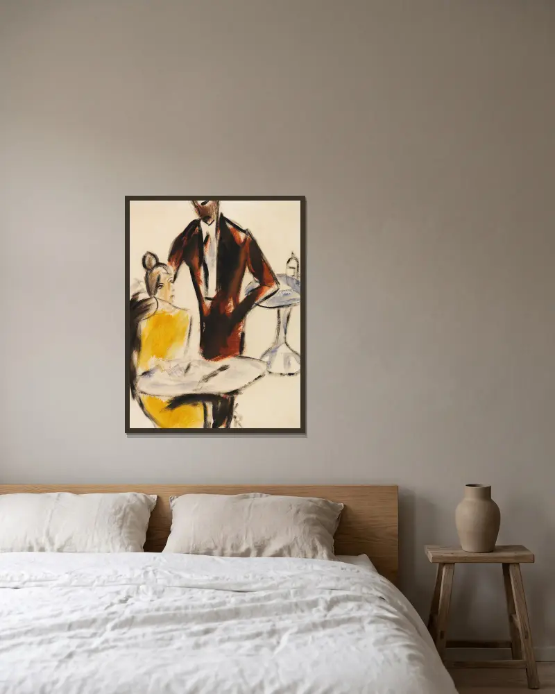 Paar (Szene im Café) von Christian Rohlfs gerahmt an einer Wand