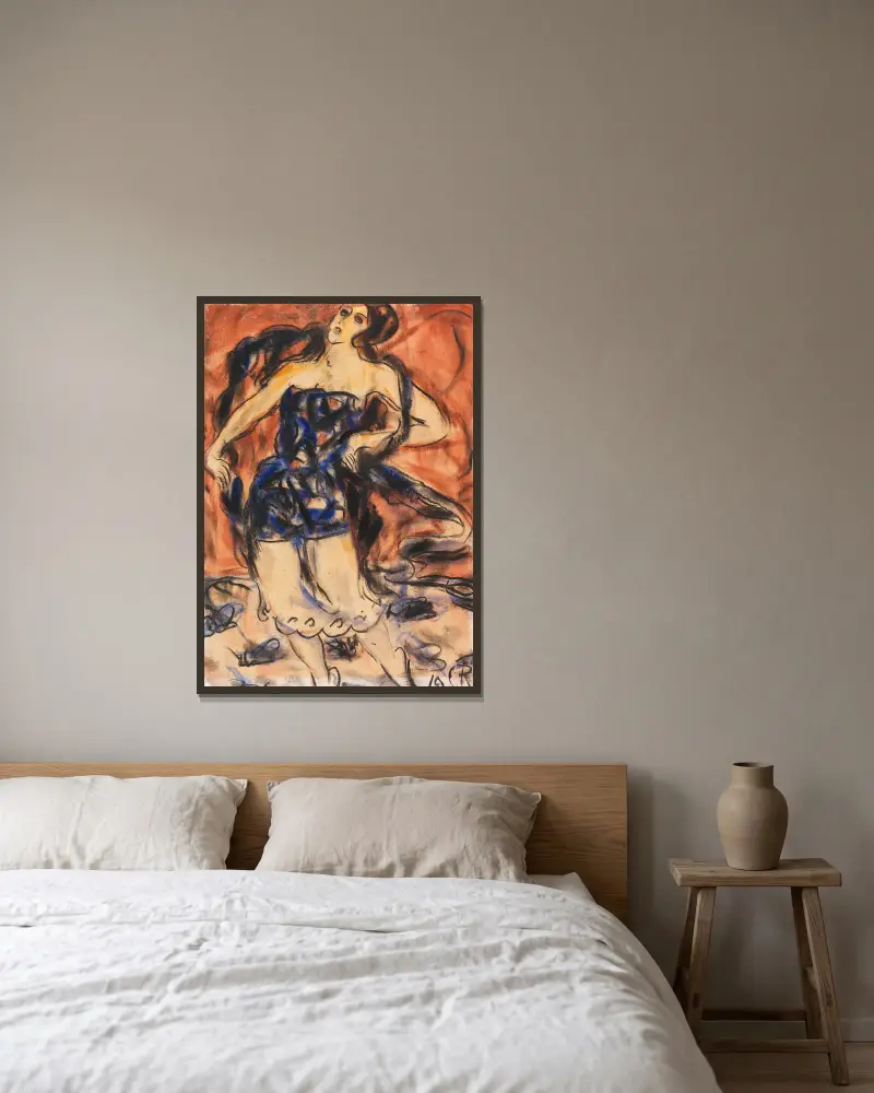 Tänzerin von Christian Rohlfs gerahmt an einer Wand