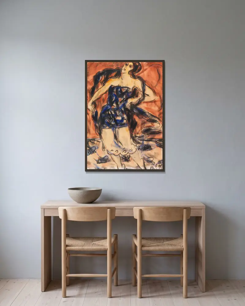 Tänzerin von Christian Rohlfs gerahmt an einer Wand
