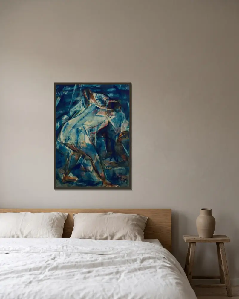 Zwei Figuren von Christian Rohlfs gerahmt an einer Wand