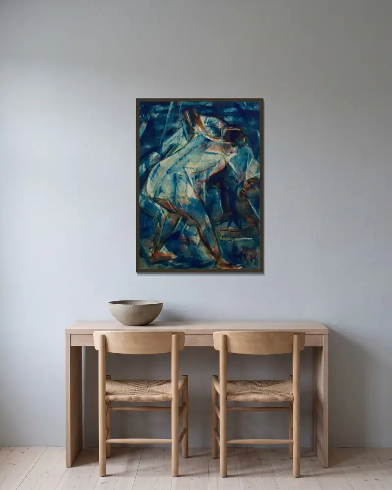 Zwei Figuren von Christian Rohlfs gerahmt an einer Wand