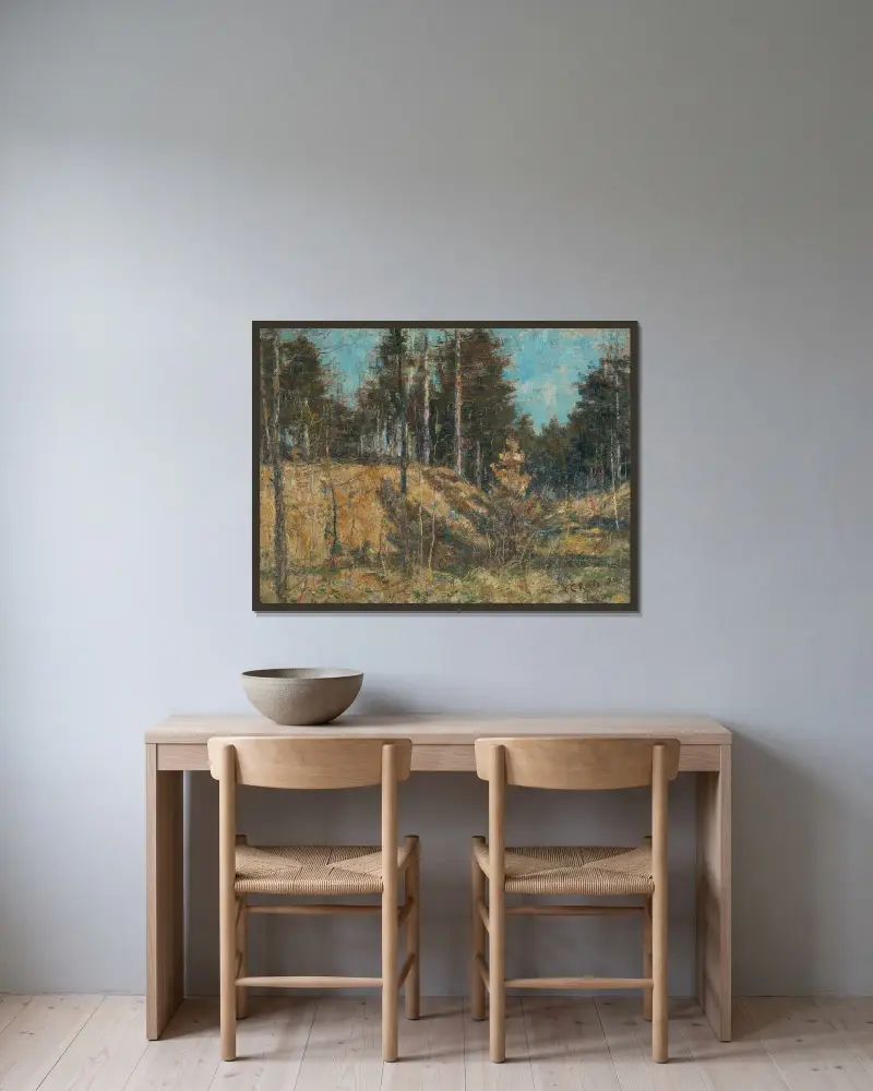 Tidig vårlandskap av Christian Rohlfs inramad på en vägg