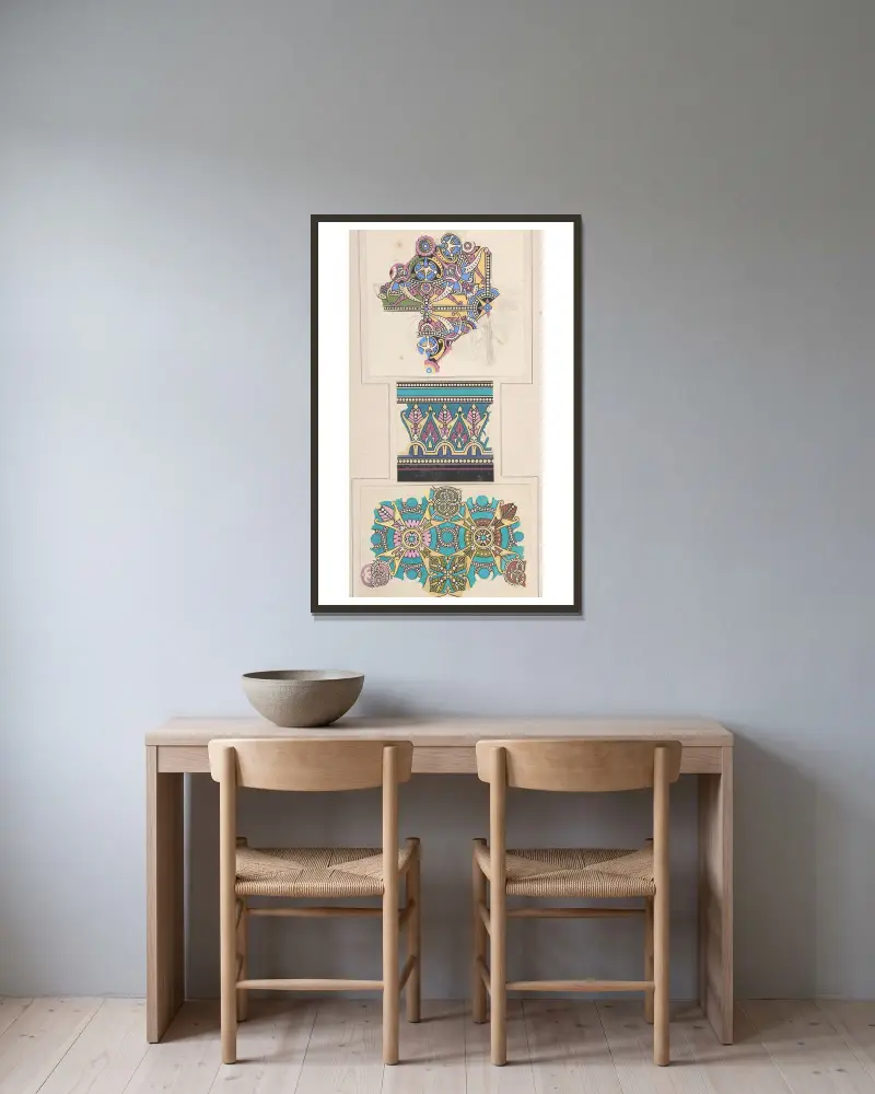 Designzeichnung, 1883 – Nr. 10 von Christopher Dresser gerahmt an einer Wand