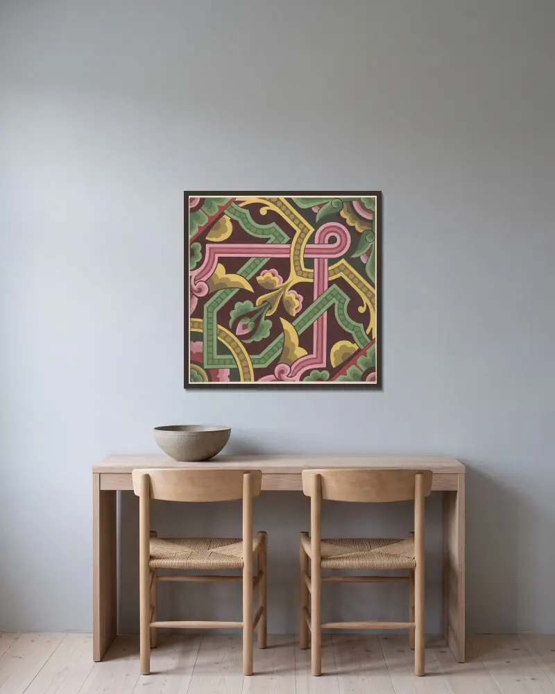 Designzeichnung, 1883 – Nr. 11 von Christopher Dresser gerahmt an einer Wand