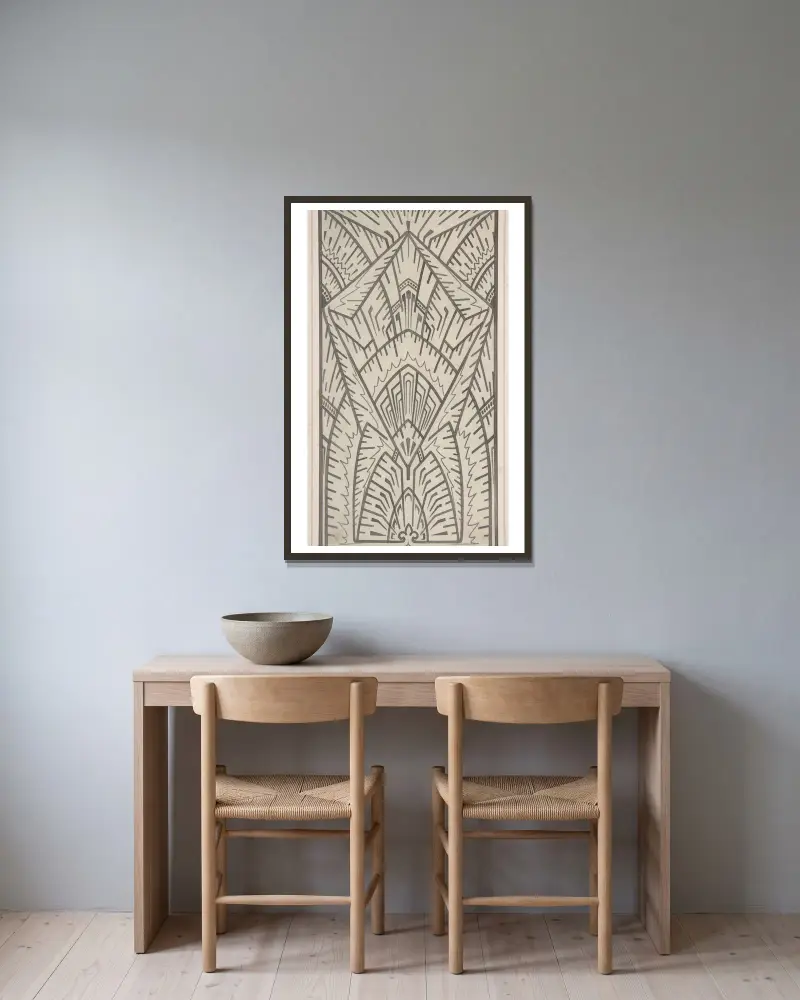 Designskizze, 1883 – Nr. 5 von Christopher Dresser gerahmt an einer Wand