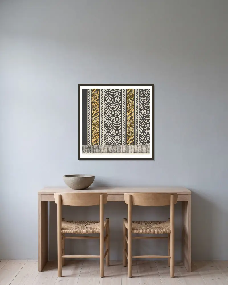 Designová kresba, 1883 – Nr. 7, Christopher Dresser v rámu na stěně