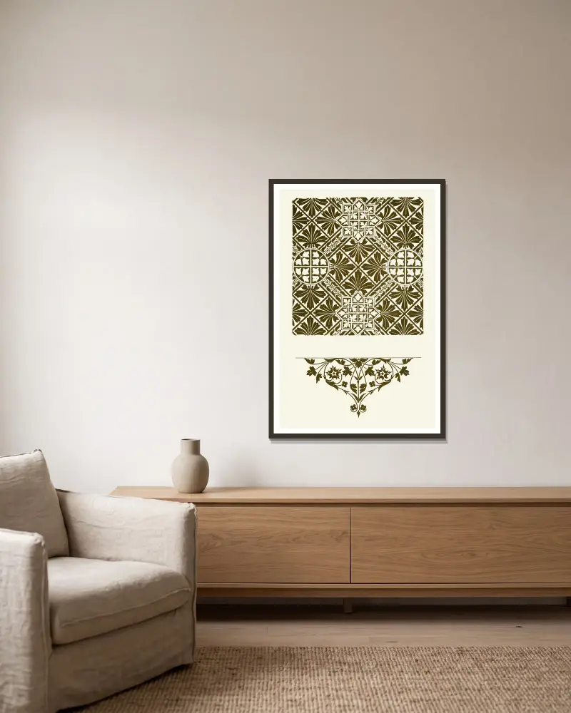The Art of Decorative Design pl24 av Christopher Dresser inramad på en vägg