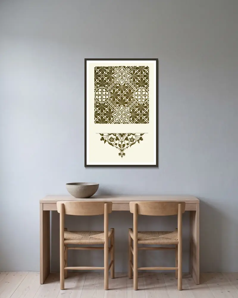 The Art of Decorative Design pl24 av Christopher Dresser inramad på en vägg