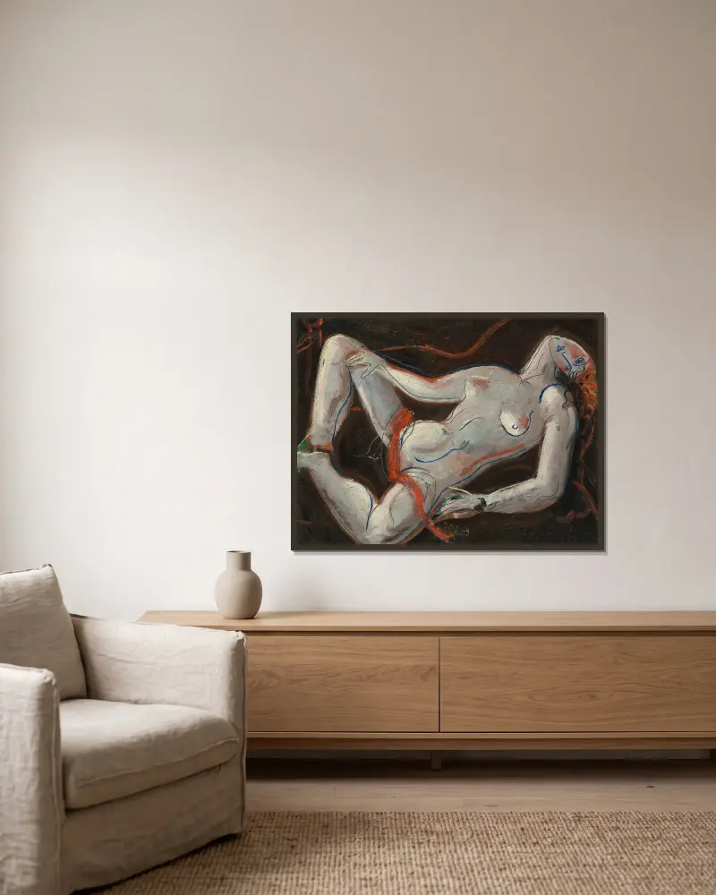 Akt von Christopher Wood gerahmt an einer Wand