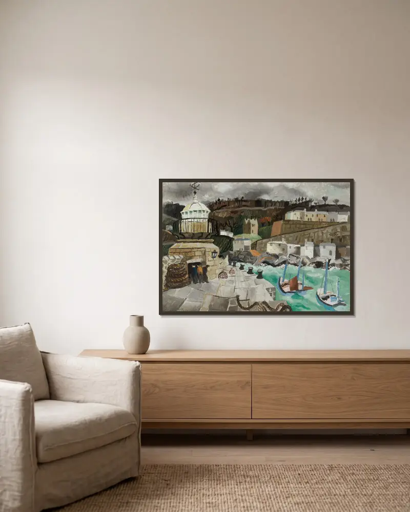 St Ives, Cornwall von Christopher Wood gerahmt an einer Wand