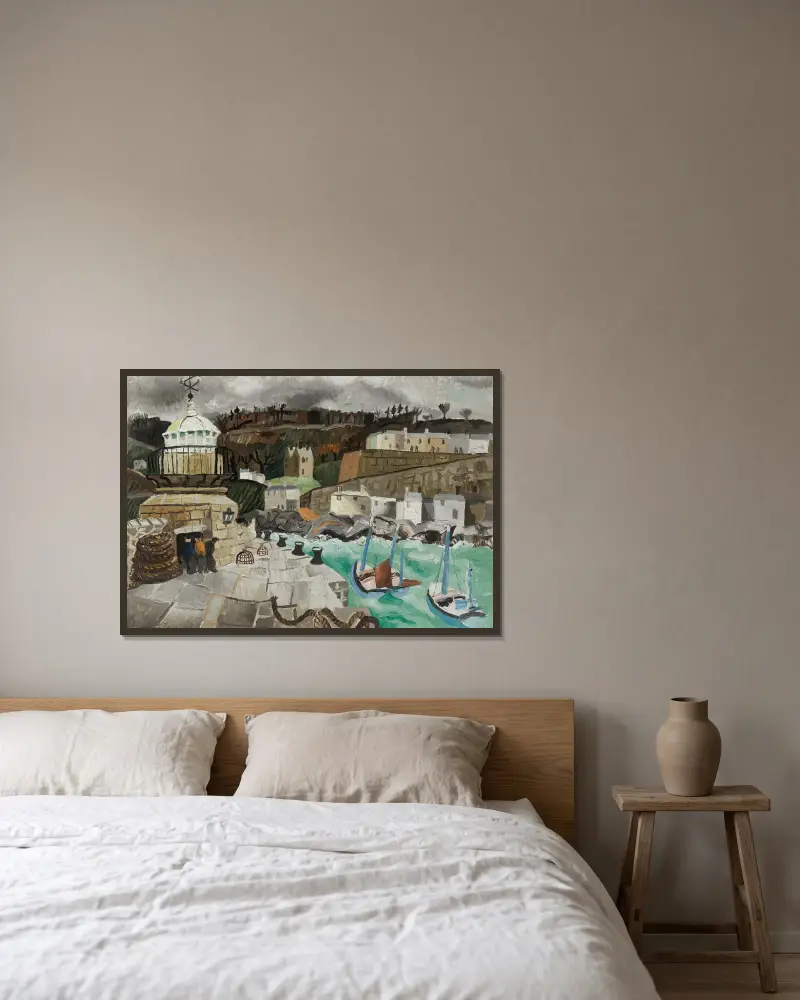 St Ives, Cornwall von Christopher Wood gerahmt an einer Wand