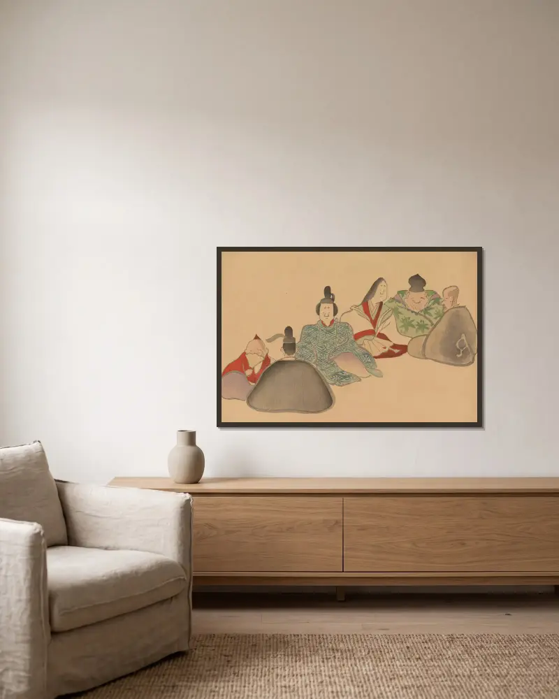 Kōrin gafu, Taf. 3 von Hōchū Nakamura gerahmt an einer Wand