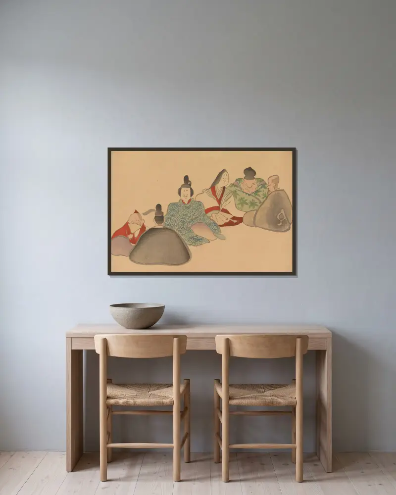 Kōrin gafu, Taf. 3 von Hōchū Nakamura gerahmt an einer Wand