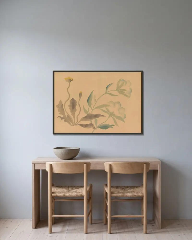Kōrin gafu, Taf. 07 von Hōchū Nakamura gerahmt an einer Wand