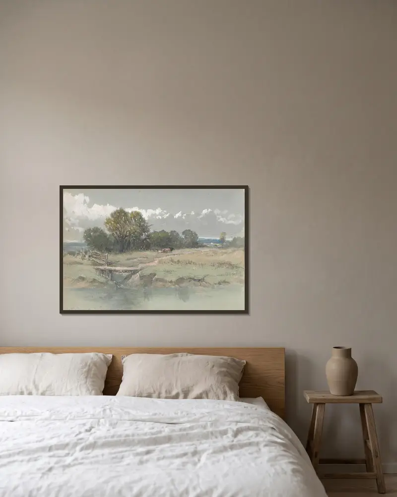 Landschaft am Stour bei Sandwich von Clarkson Stanfield gerahmt an einer Wand
