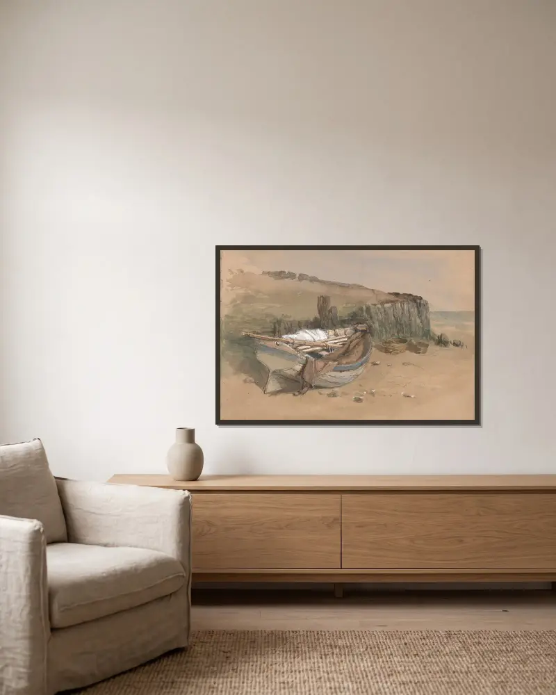 Study of a Beached Fishing Boat av Clarkson Stanfield inramad på en vägg