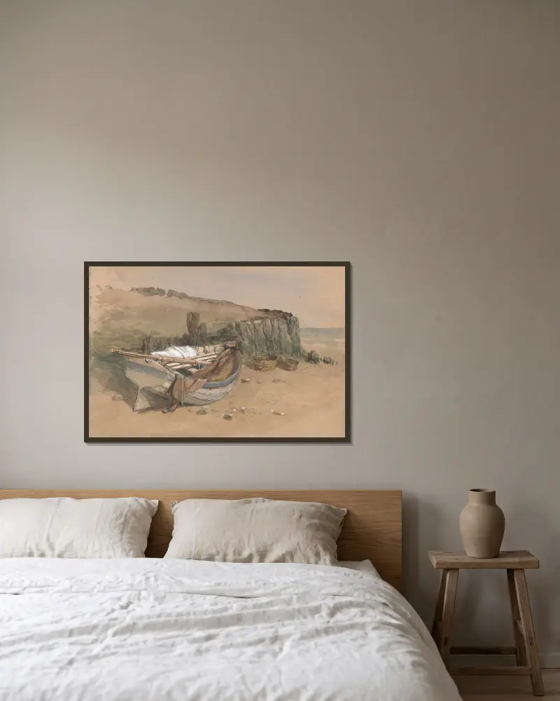 Study of a Beached Fishing Boat av Clarkson Stanfield inramad på en vägg
