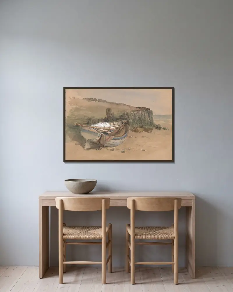 Study of a Beached Fishing Boat av Clarkson Stanfield inramad på en vägg