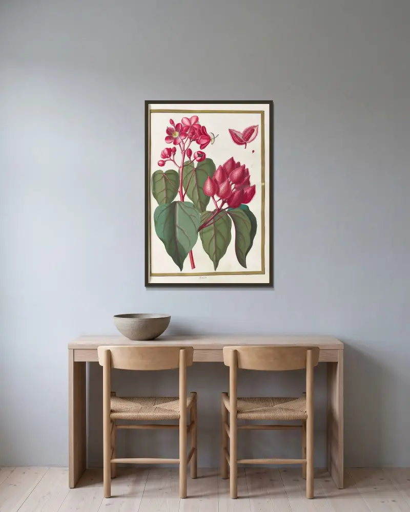 Schmetterlinge, Pflanzen, Blumen und Tiere, gemalt von Aubriet Tafel 24 von Claude Aubriet gerahmt an einer Wand