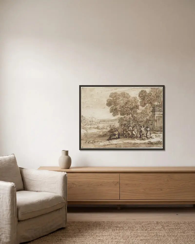 Die Anbetung des Goldenen Kalbes, 1653 – nr 2 av Claude Lorrain inramad på en vägg