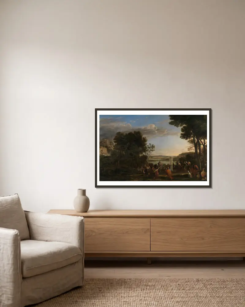 Die Anbetung des Goldenen Kalbes, 1653 – nr 1 av Claude Lorrain inramad på en vägg