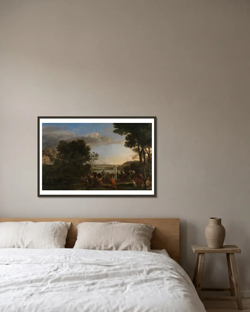 Die Anbetung des Goldenen Kalbes, 1653 – nr 1 av Claude Lorrain inramad på en vägg