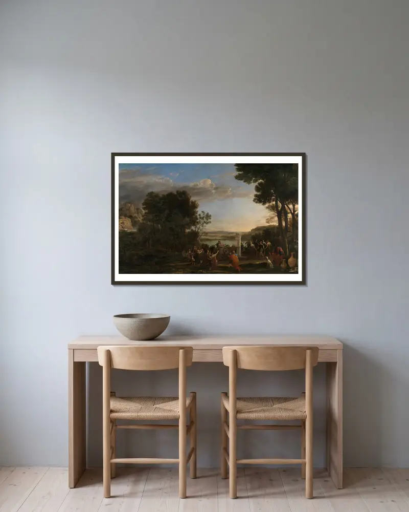 Die Anbetung des Goldenen Kalbes, 1653 – nr 1 av Claude Lorrain inramad på en vägg