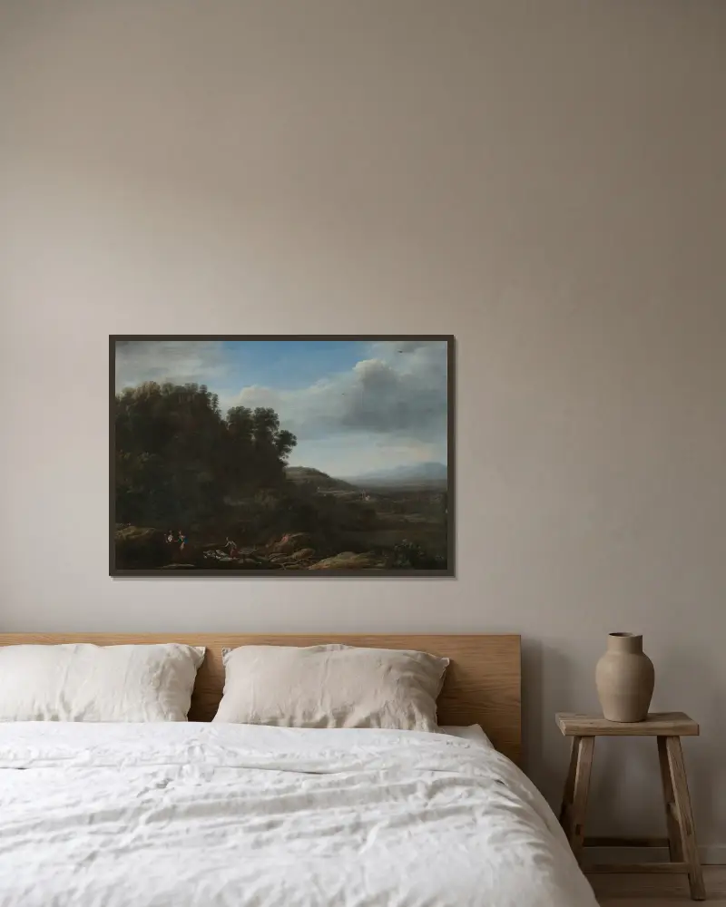 Italienische Landschaft von Claude Lorrain gerahmt an einer Wand