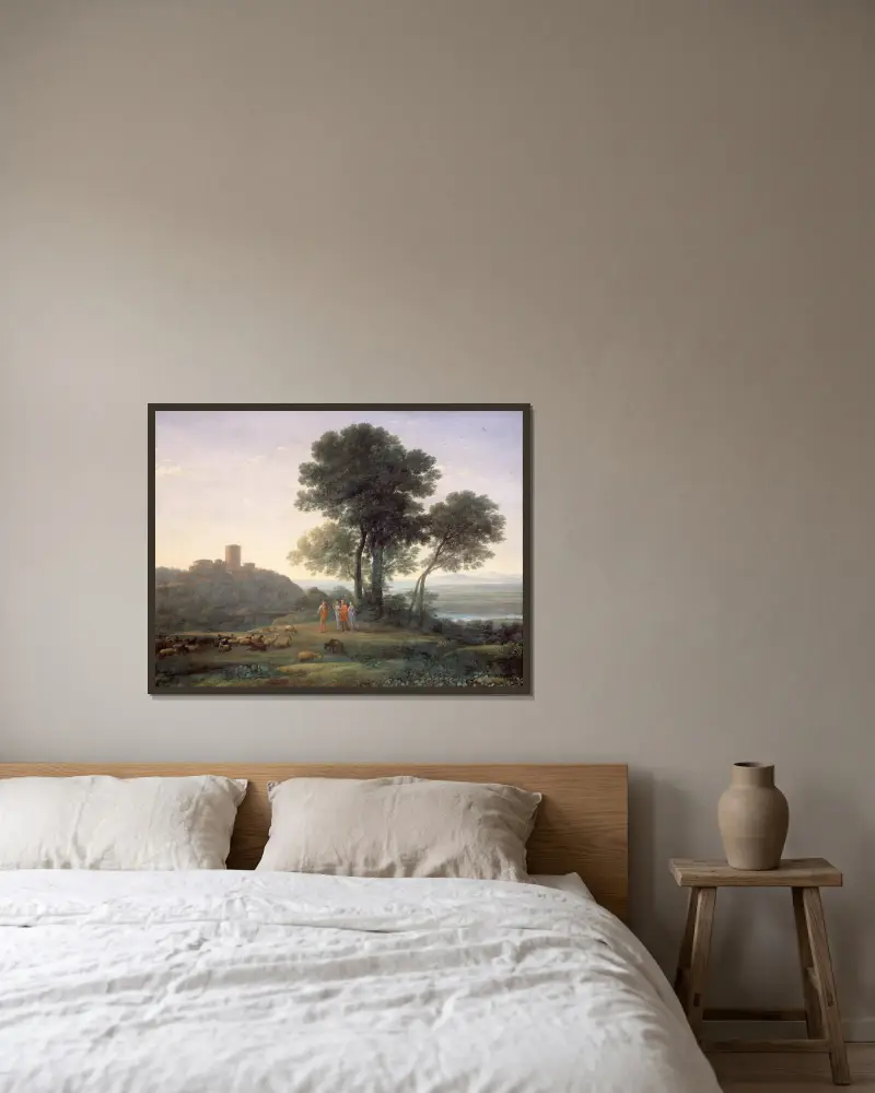 Jacob with Laban and his Daughters av Claude Lorrain inramad på en vägg