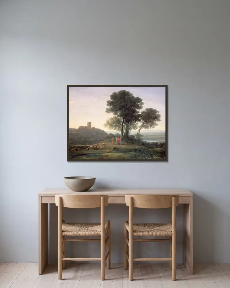 Jacob with Laban and his Daughters av Claude Lorrain inramad på en vägg