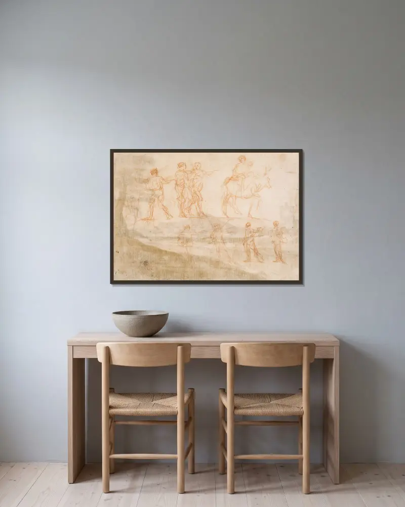 Figurenstudien von Claude Lorrain gerahmt an einer Wand