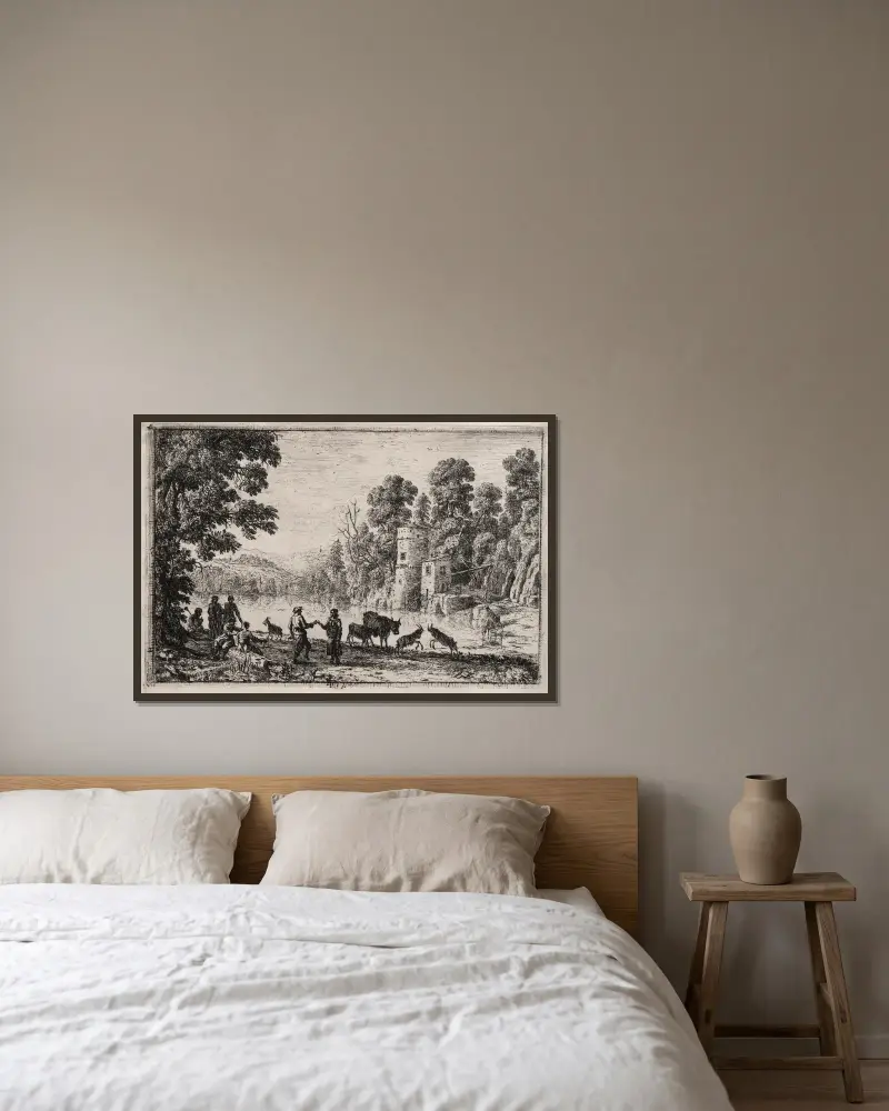 Tanec u řeky, Claude Lorrain v rámu na stěně