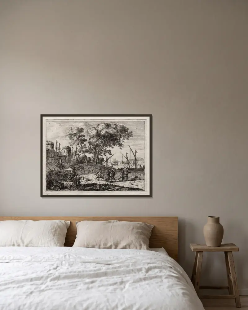 The Draughtsman av Claude Lorrain inramad på en vägg