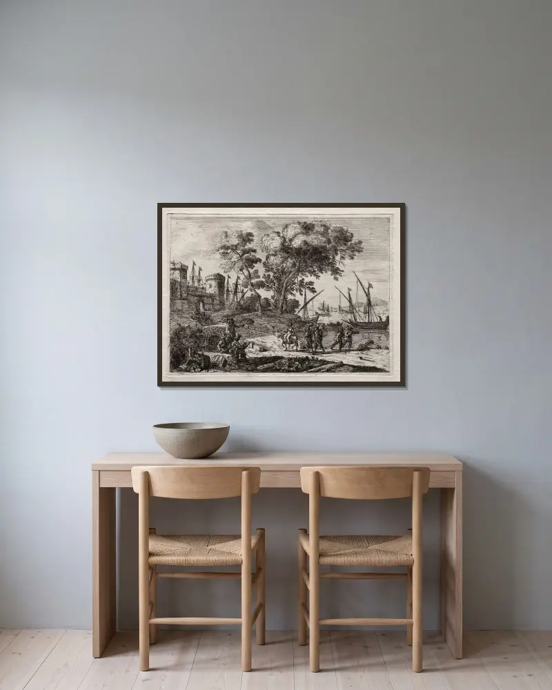 The Draughtsman av Claude Lorrain inramad på en vägg