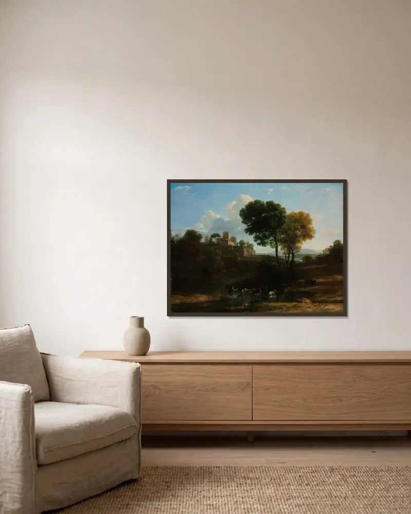 Villa in the Roman Campagna av Claude Lorrain inramad på en vägg