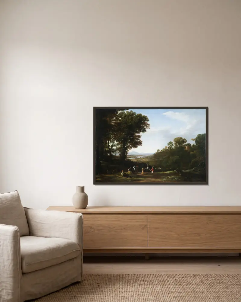 Tančící vesničané, Claude Lorrain v rámu na stěně