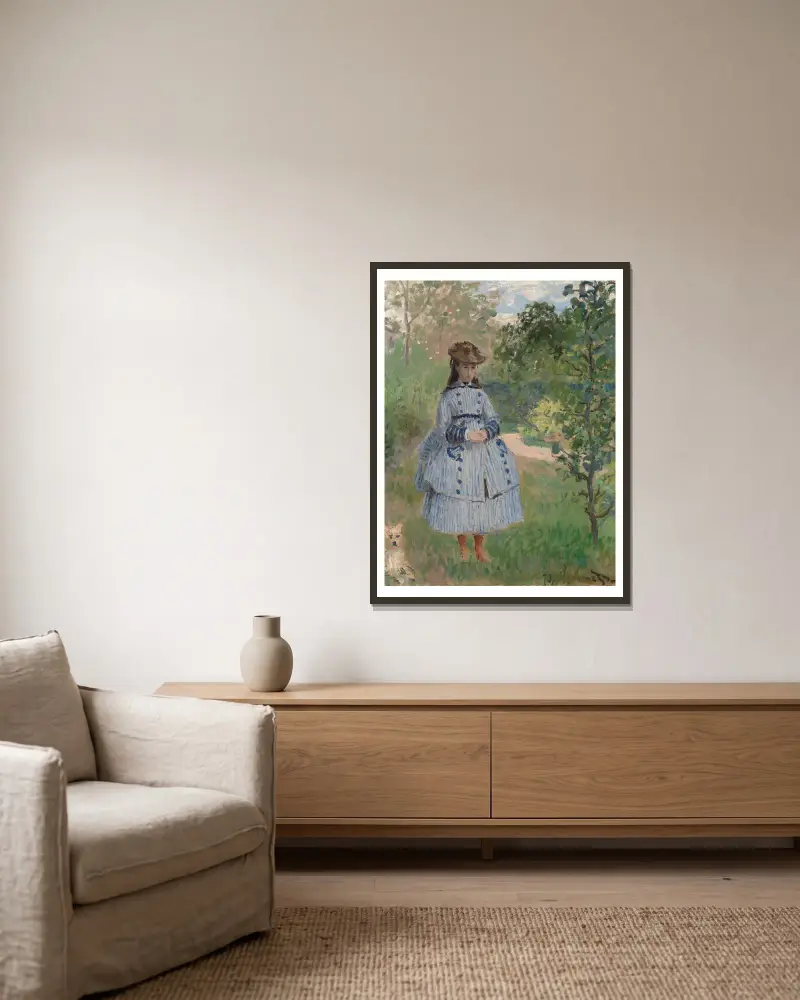 Dziewczynka z psem, Claude Monet w ramie na ścianie