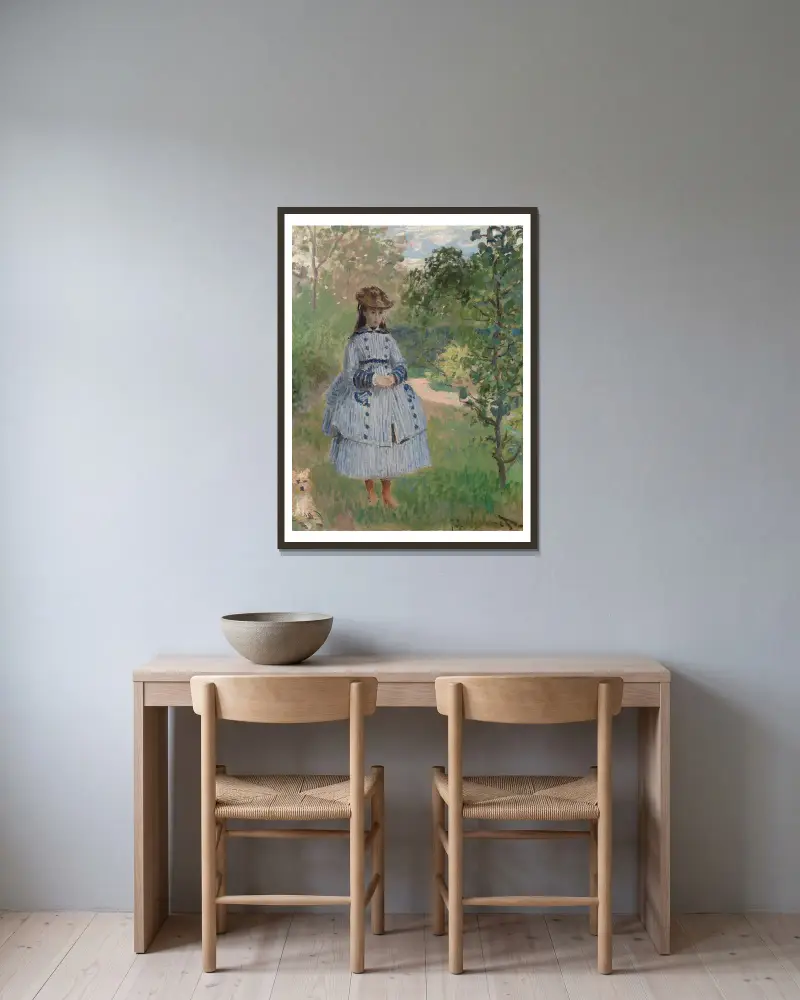 Dziewczynka z psem, Claude Monet w ramie na ścianie