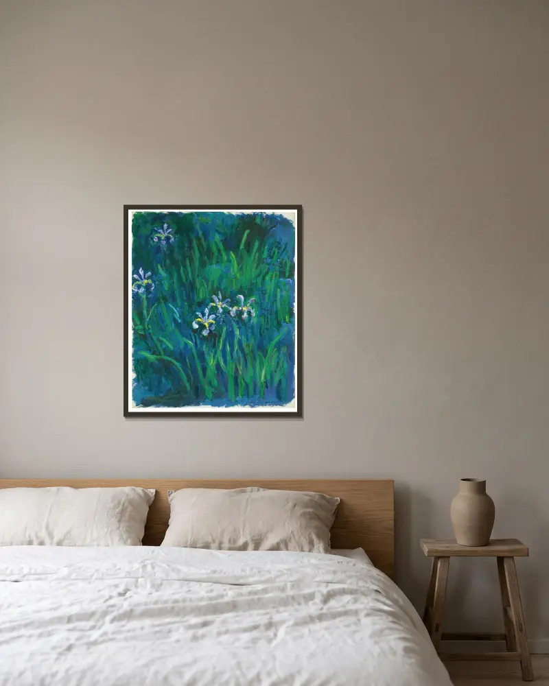 Irisy – Nr. 1, Claude Monet v rámu na stěně