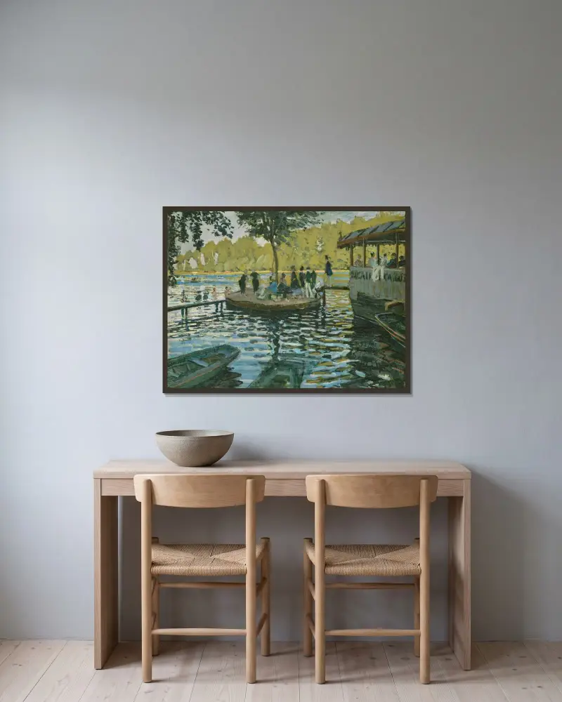 La Grenouillère, 1869, Claude Monet v rámu na stěně