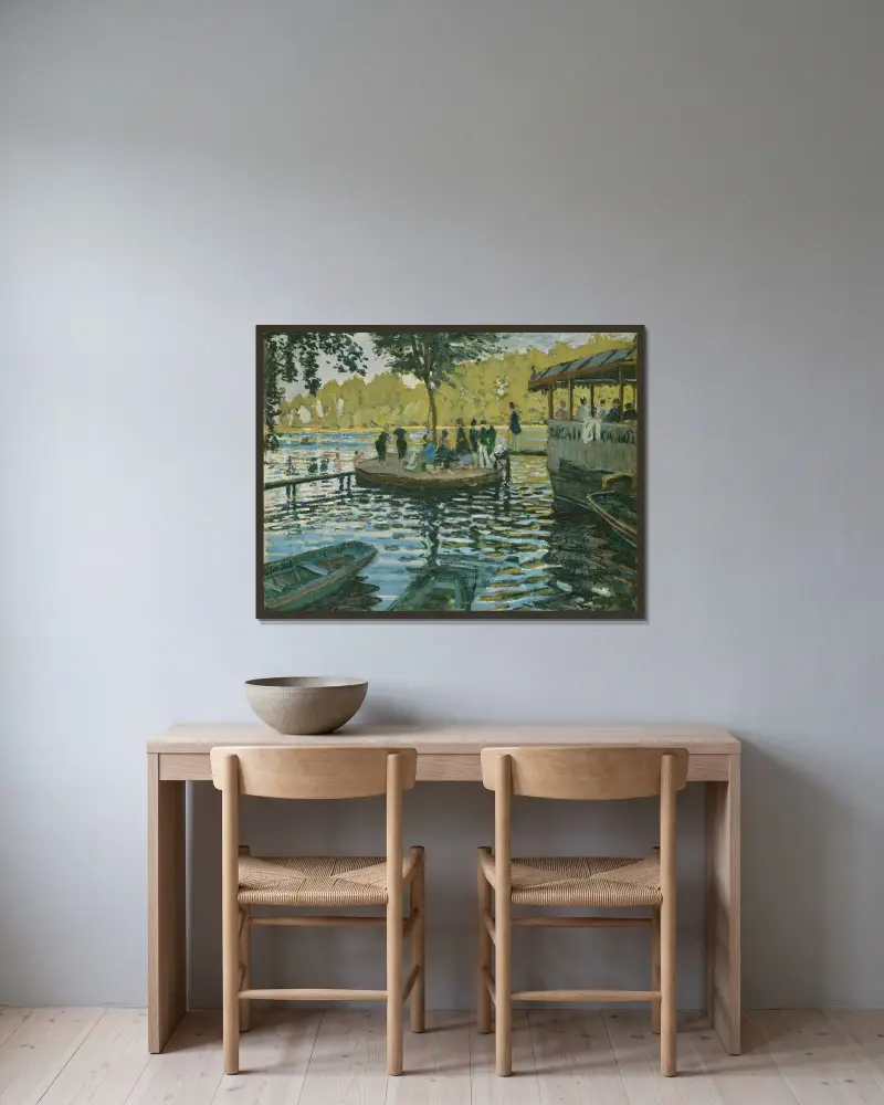 La Grenouillère, Claude Monet v rámu na stěně