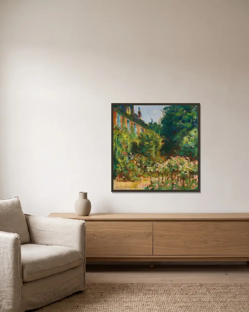 La maison de l’artiste à Giverny av Claude Monet inramad på en vägg