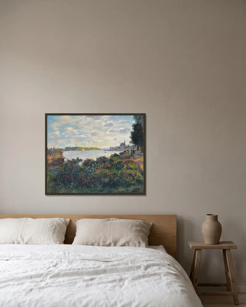 Die Seine bei Argenteuil von Claude Monet gerahmt an einer Wand