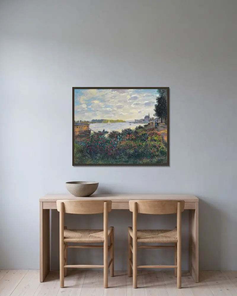 Die Seine bei Argenteuil von Claude Monet gerahmt an einer Wand