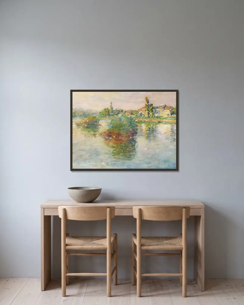 La Seine à Lavacourt av Claude Monet inramad på en vägg