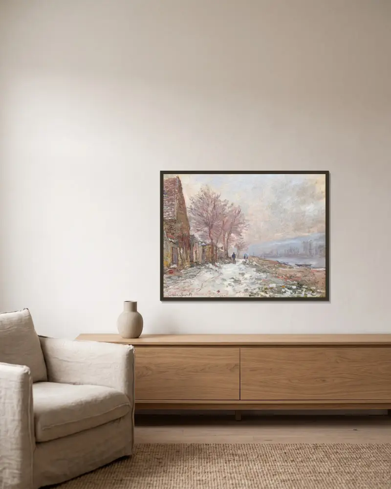 Lavacourt, Winter von Claude Monet gerahmt an einer Wand