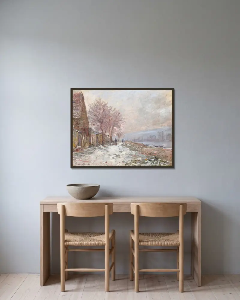 Lavacourt, Winter von Claude Monet gerahmt an einer Wand