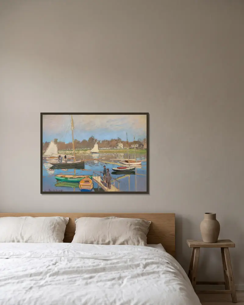 Le bassin d’Argenteuil av Claude Monet inramad på en vägg